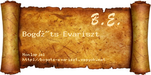 Bogáts Evariszt névjegykártya